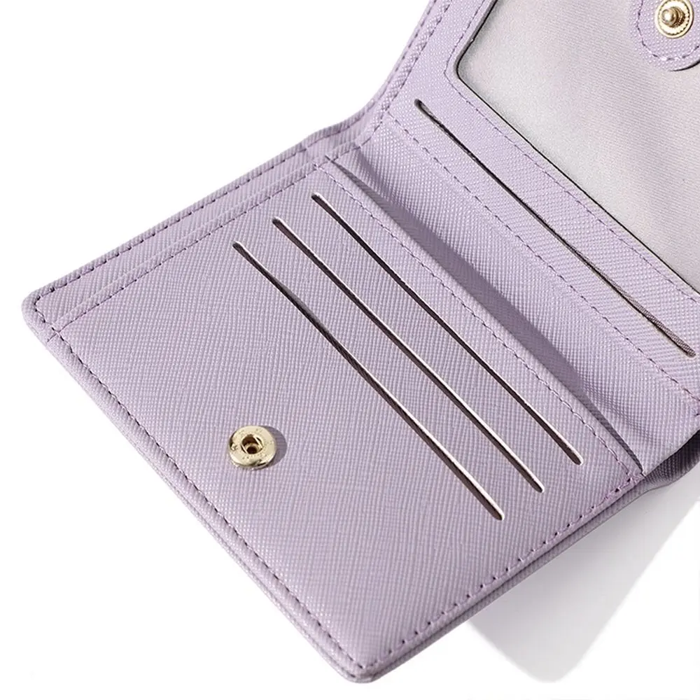 PU Leather Short Wallet Women's New Solid Color Folding Card Bag Luxury Brand Ladies Small Zipper Short Coins Purses Wallet