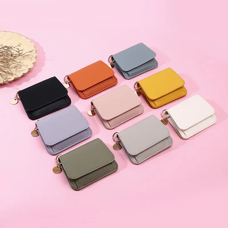 Genuine Leather Small Zipper Coin Wallet Female Short Cow Leather Credit Card Holder with Snap Closure Perfect for Daily Commute