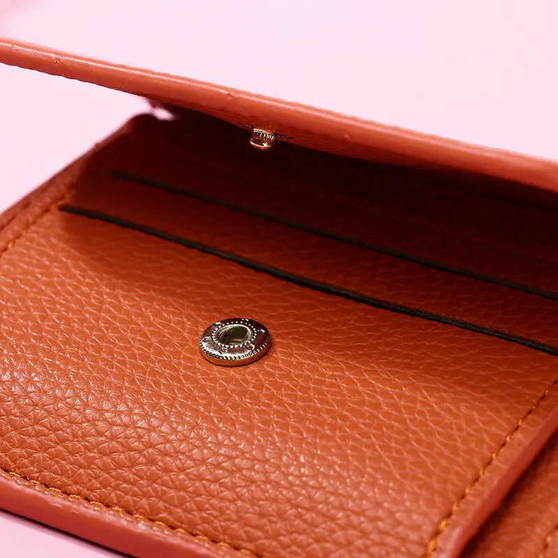 Genuine Leather Small Zipper Coin Wallet Female Short Cow Leather Credit Card Holder with Snap Closure Perfect for Daily Commute