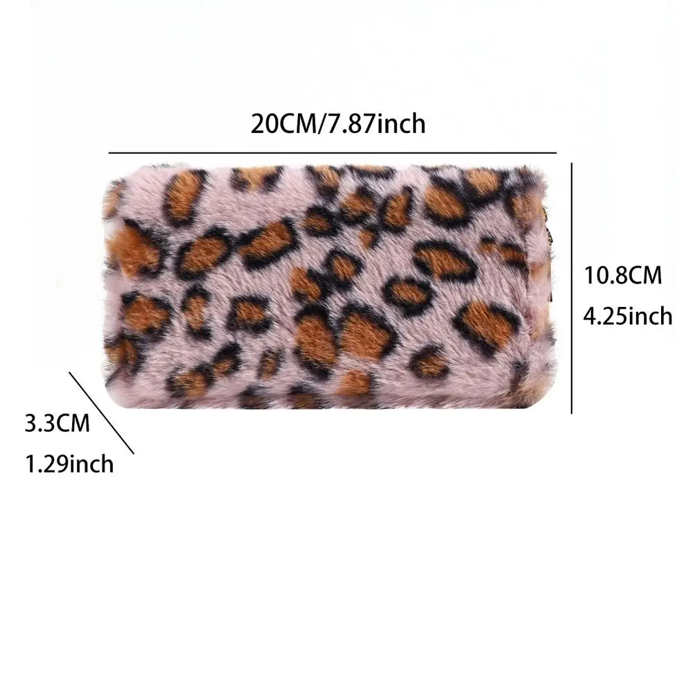 Fashion Plush Zero Wallet Multifunctional Leopard Print Card Bag Large Capacity Portable Purse