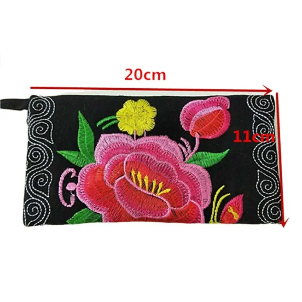 Handmade Women Handbags Elegant National Style Soft Long Wallets Zipper Embroidered Flower Cosmetic Handbag