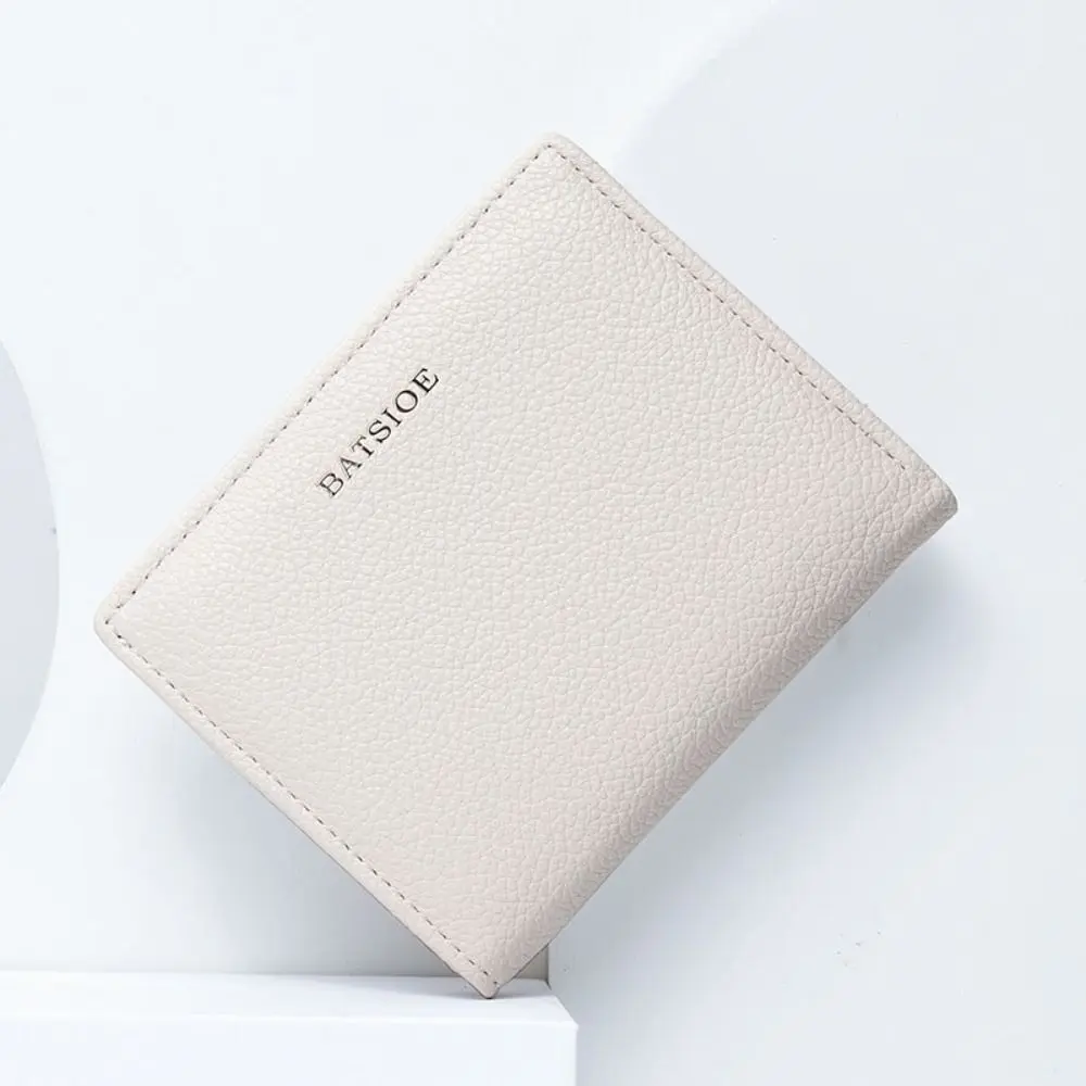 PU Leather Short Wallet For Women's Fashion Solid Color Large Capacity Lady Handbag Foldable Thin Card Holder Coin Purses