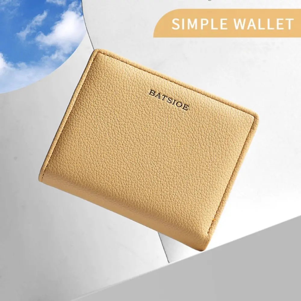 PU Leather Short Wallet For Women's Fashion Solid Color Large Capacity Lady Handbag Foldable Thin Card Holder Coin Purses