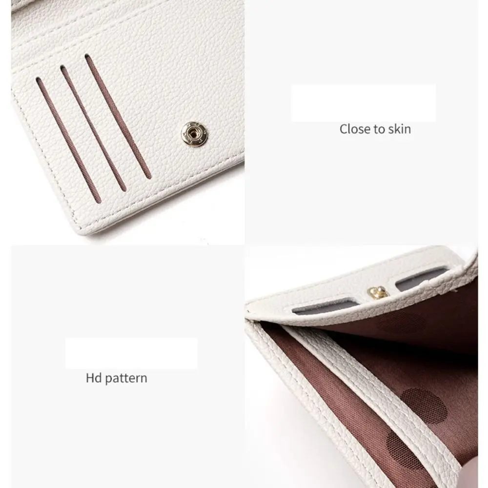 PU Leather Short Wallet For Women's Fashion Solid Color Large Capacity Lady Handbag Foldable Thin Card Holder Coin Purses