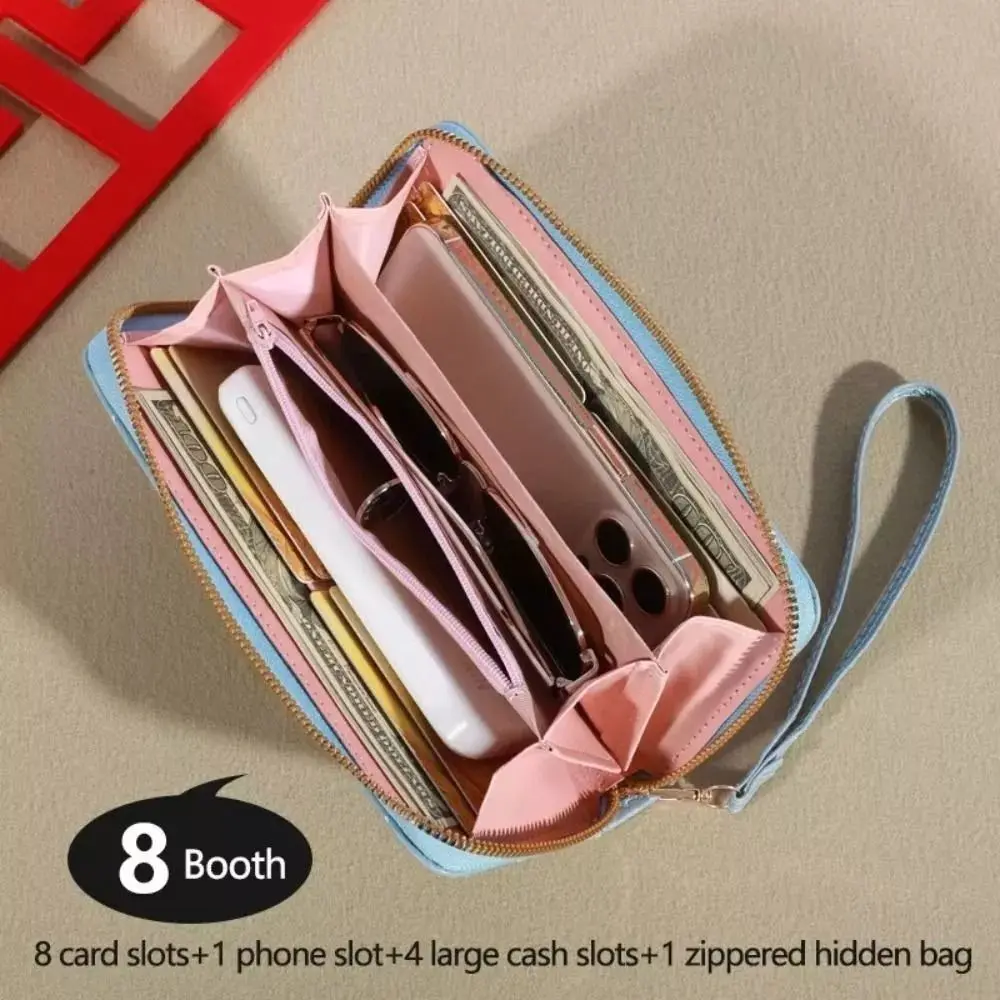 New Fashion Zipper Women Long Wallet Large Capacity Multi Card Slots Coin Purse Leather Around Clutch