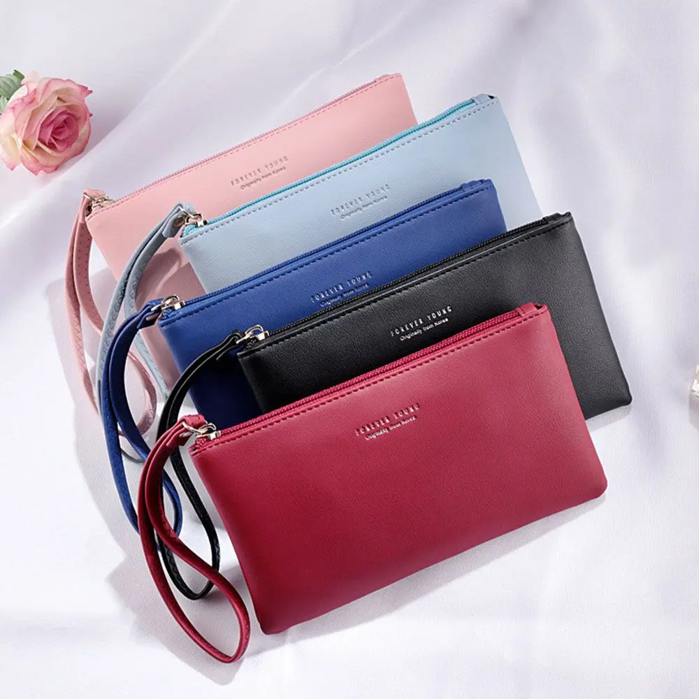 Women PU Leather Zip Coin Bag Wallet Long Purse Pouches