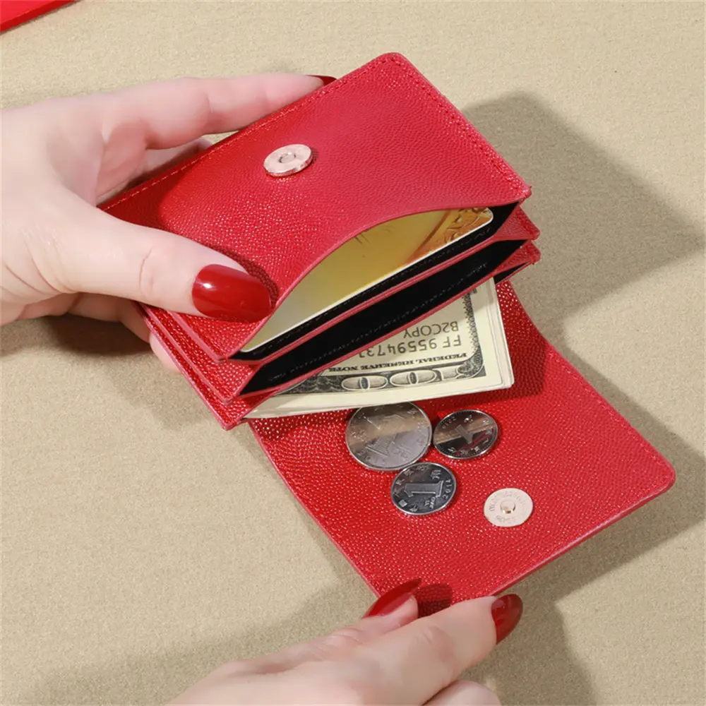 New Women's Small Wallet Heart Shaped Mini Coin Purse Korean Love Stamped Short Coin Wallet Multi-card Slots Card Holder Pouch