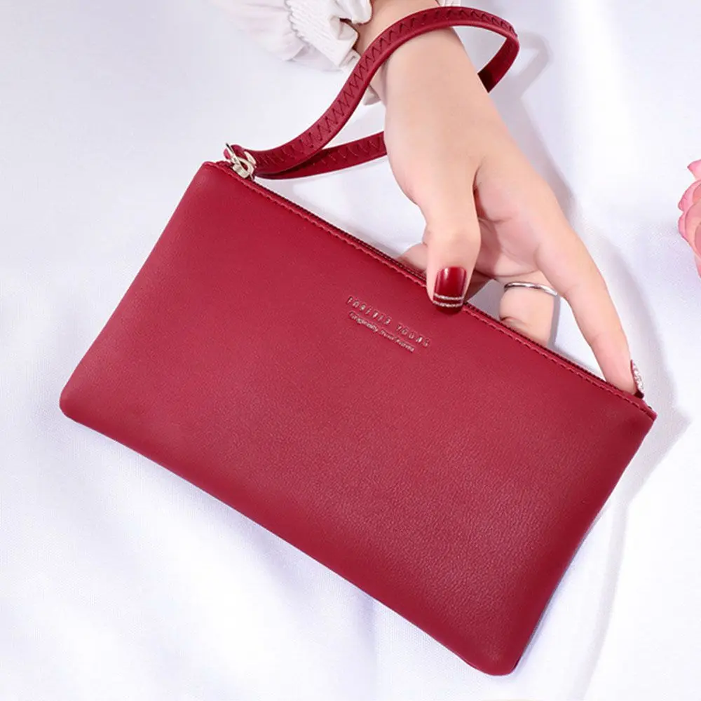 Women PU Leather Zip Coin Bag Wallet Long Purse Pouches