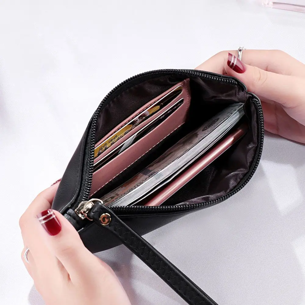 Women PU Leather Zip Coin Bag Wallet Long Purse Pouches