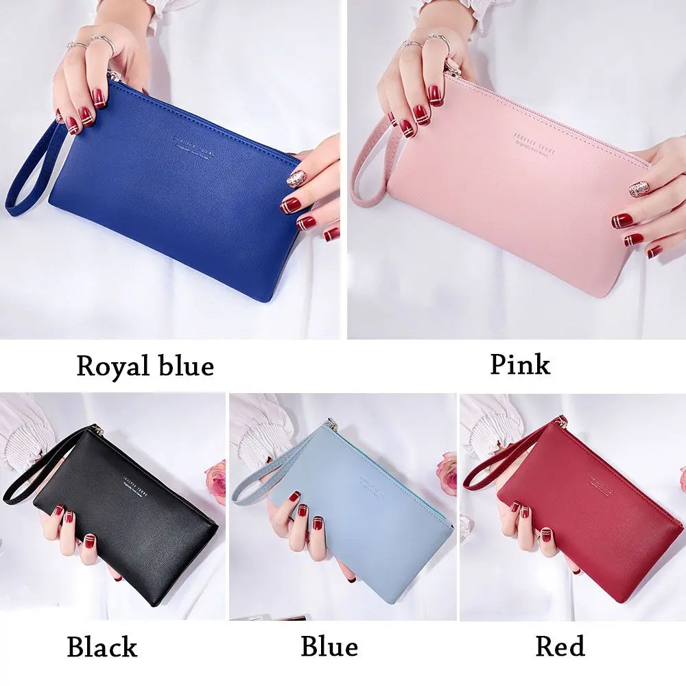 Women PU Leather Zip Coin Bag Wallet Long Purse Pouches