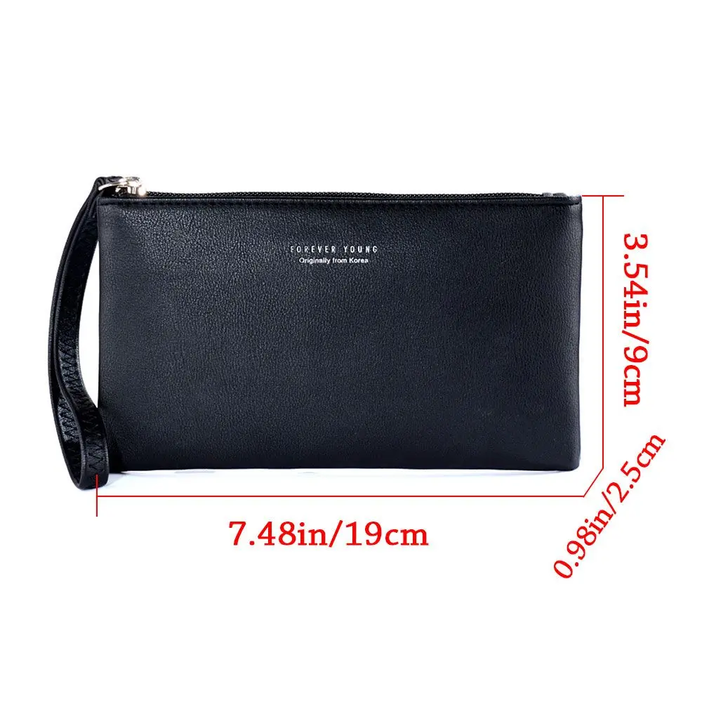 Women PU Leather Zip Coin Bag Wallet Long Purse Pouches