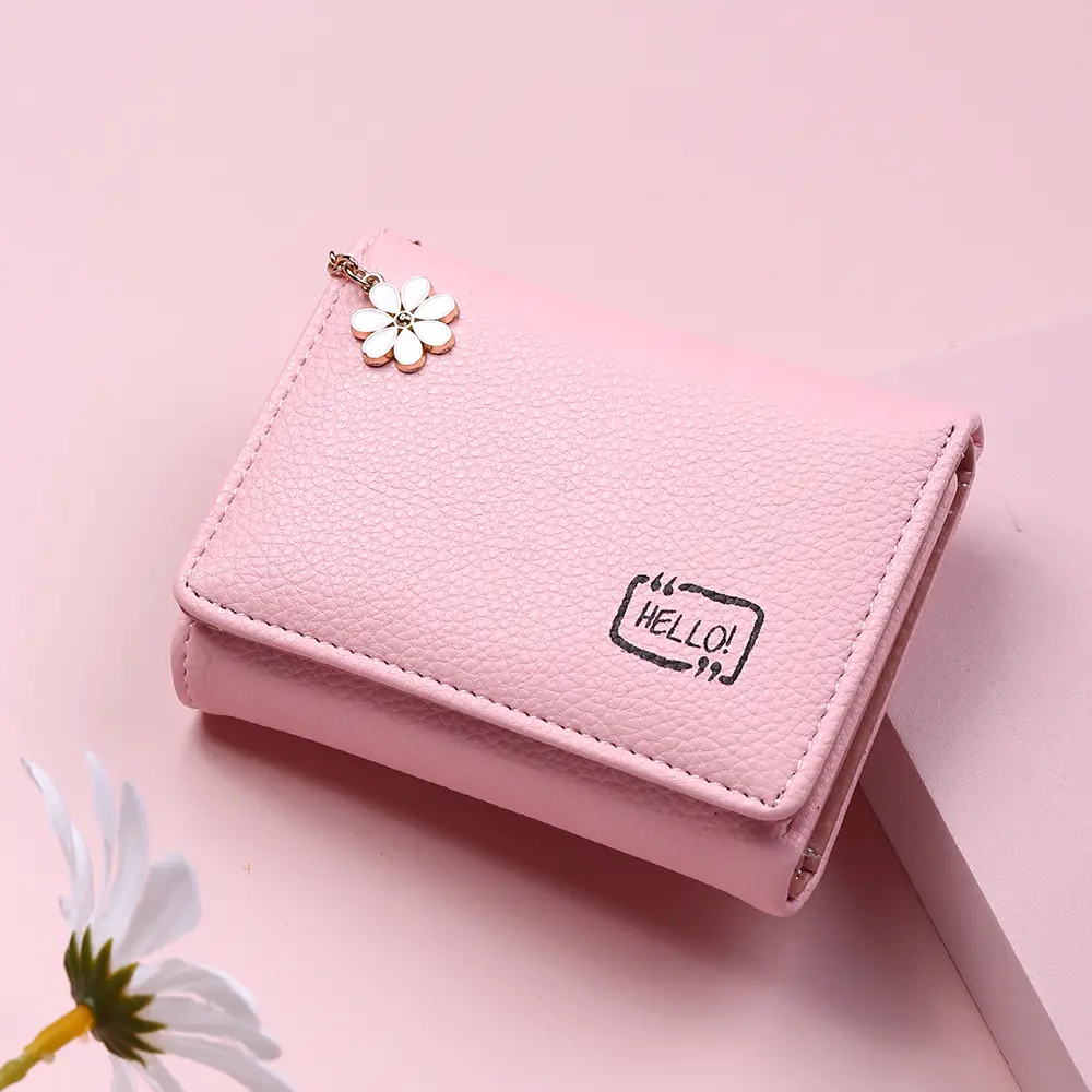 Women's Wallet Portable Small Money Purses Metal Daisy Design Ladies Bank Credit ID Card Holder Female Cute Little Clutch Bag