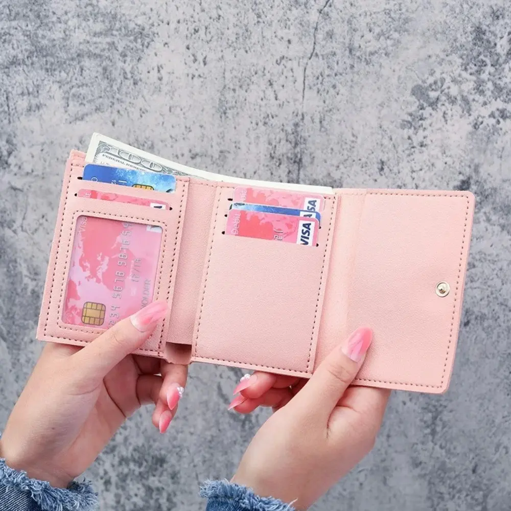 Women Wallets Daisy Pattern Three-fold Leather Wallet Multi-slot Holder Short Small Coin Purse Luxury Designer Wallet Money Bag