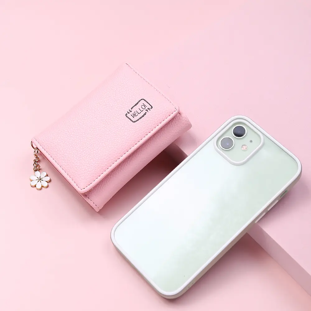 Women's Wallet Portable Small Money Purses Metal Daisy Design Ladies Bank Credit ID Card Holder Female Cute Little Clutch Bag