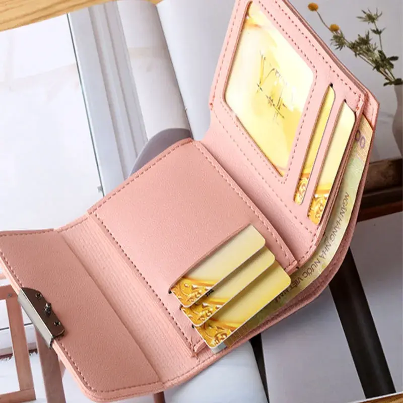 Women Wallet Small Cat Ear Cute Mini Wallet Unique Design Ladies Contrasting Metal Buckle Small Coin Purse Portable Purse New