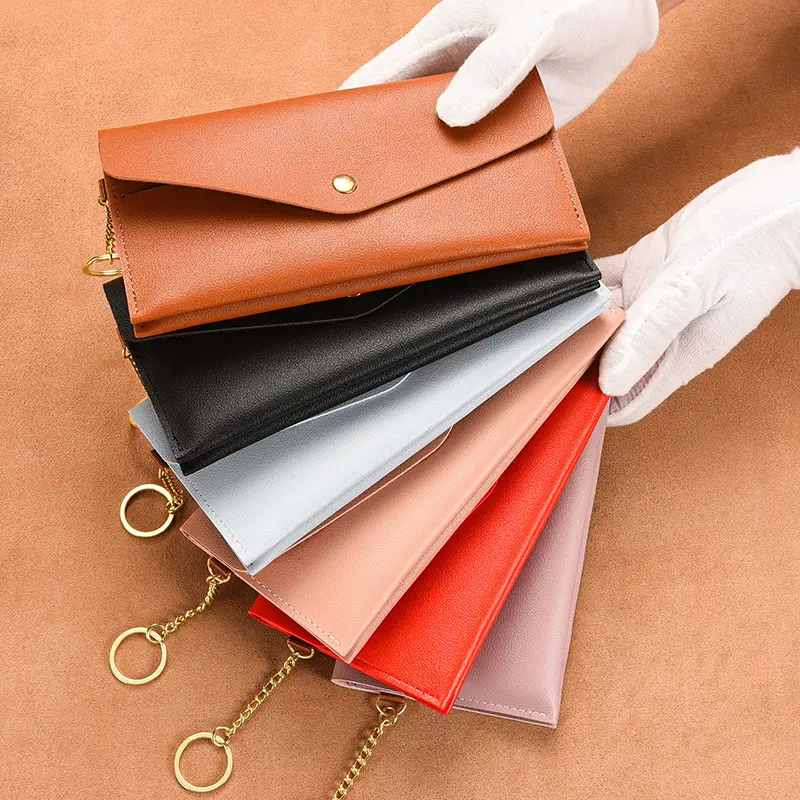 Soft Leather Wallet Women Long Wallet Female Clutch Bag Women Mobile Phone Pouch Credit Card Holder Coin Purse with Key Chain