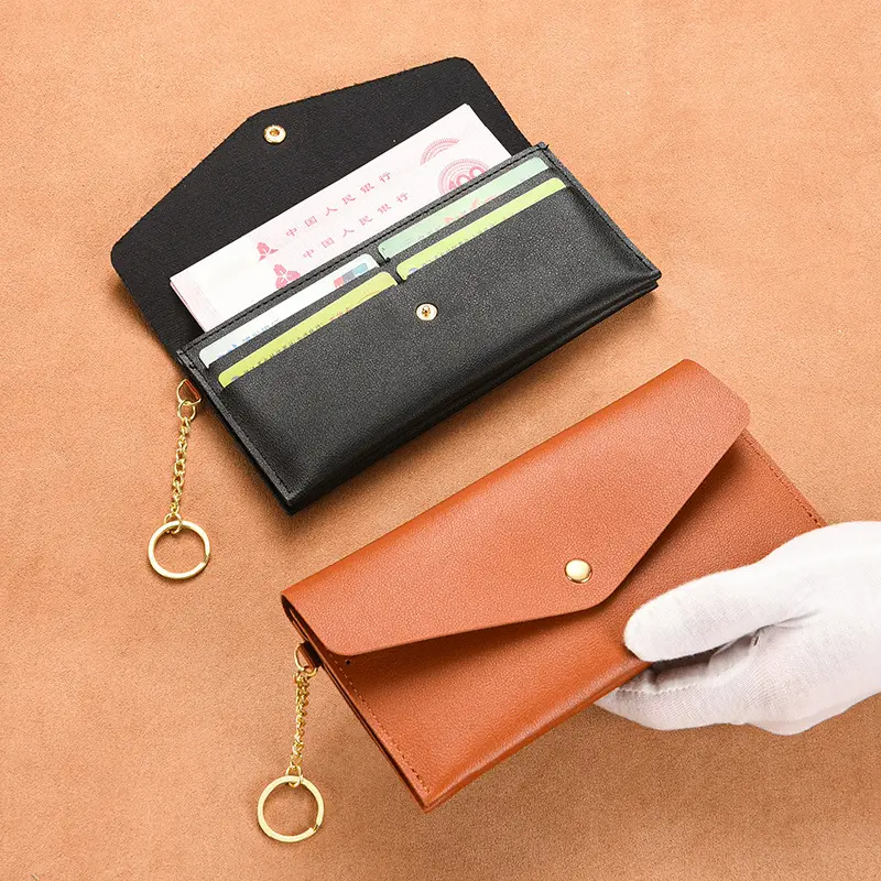 Soft Leather Wallet Women Long Wallet Female Clutch Bag Women Mobile Phone Pouch Credit Card Holder Coin Purse with Key Chain