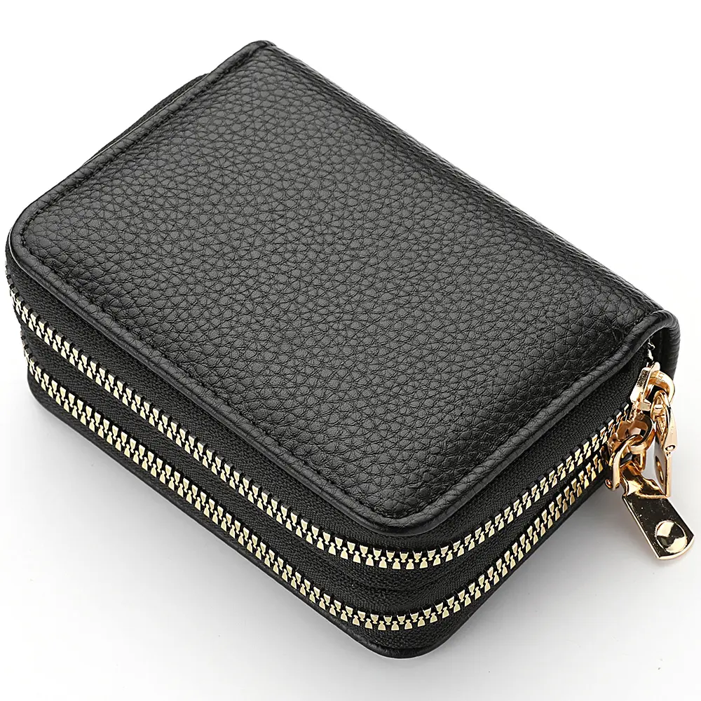 Stylish Women's Card Holder Wallet Double Layer Zipper, Multi-Function Compact Design for Cards & Cash, Small Portable Organizer