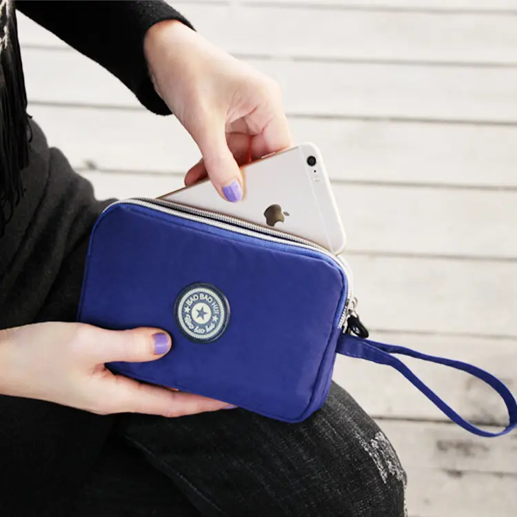 New Fashion Big Capacity Women Wallet Make-up Bag Coin Purse Mini Bag with Three Zipped Portable Women Wallets Phone Pouch