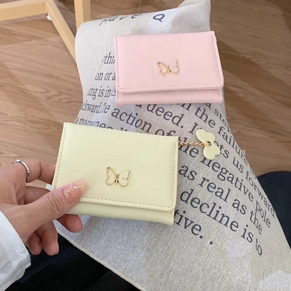 Pendant Butterfly Zero Wallet Korean Style Waterproof Short Money Bag Candy Color Large Capacity Simplified PU Purse Girls