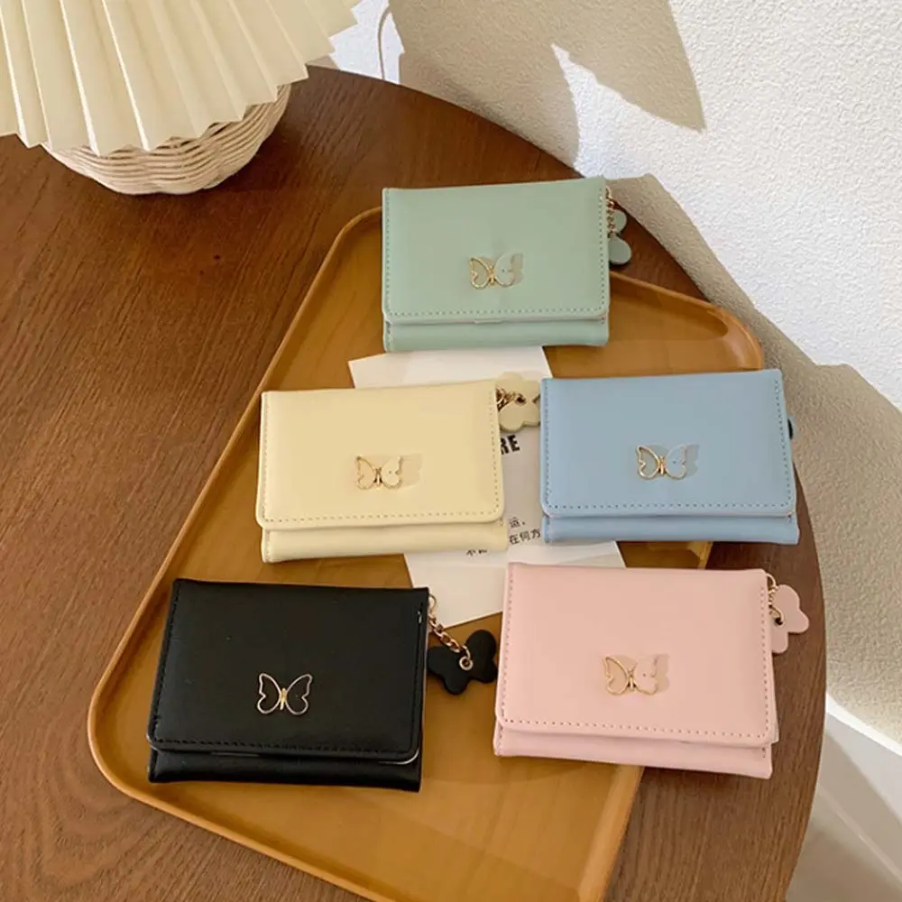 Pendant Butterfly Zero Wallet Korean Style Waterproof Short Money Bag Candy Color Large Capacity Simplified PU Purse Girls