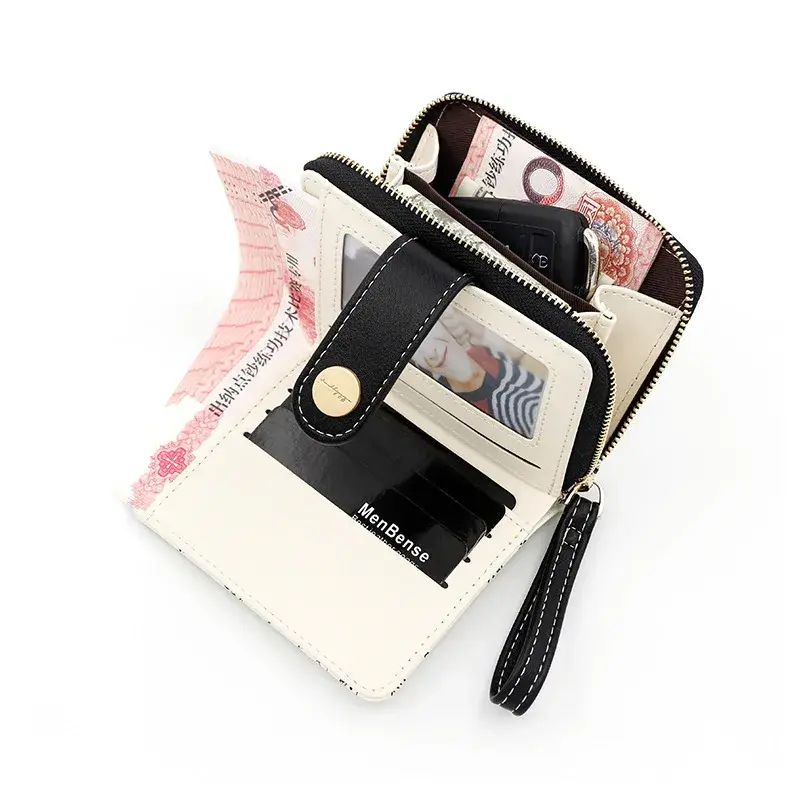 Japanese Cute Cat Girls Wallet Short Student ID Bank Card Holder Money Bag Zipper Wallets For Women Key Storage Purse Coin Purse