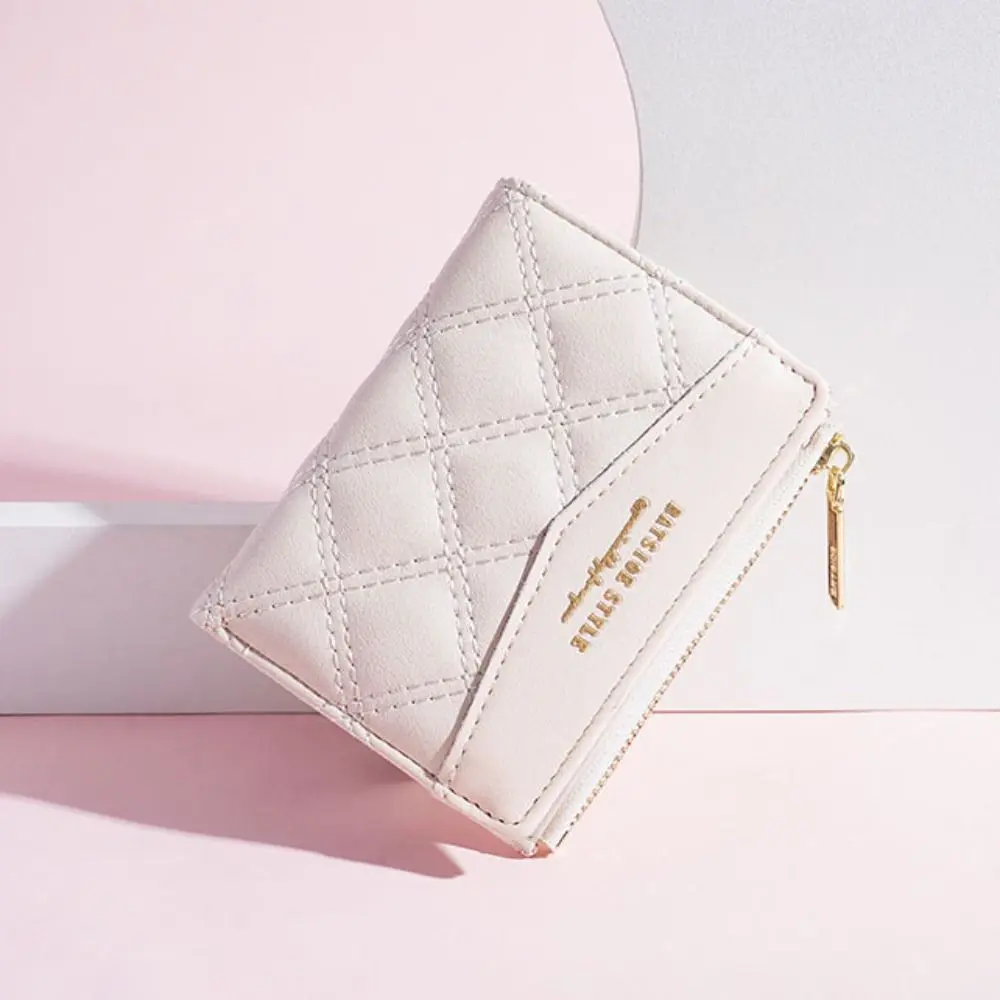 New Embroidery Coin Purse Women Wallet Ladies PU Leather Solid Color Short Wallet Zipper Card Bag Card Holder Student Money Bag
