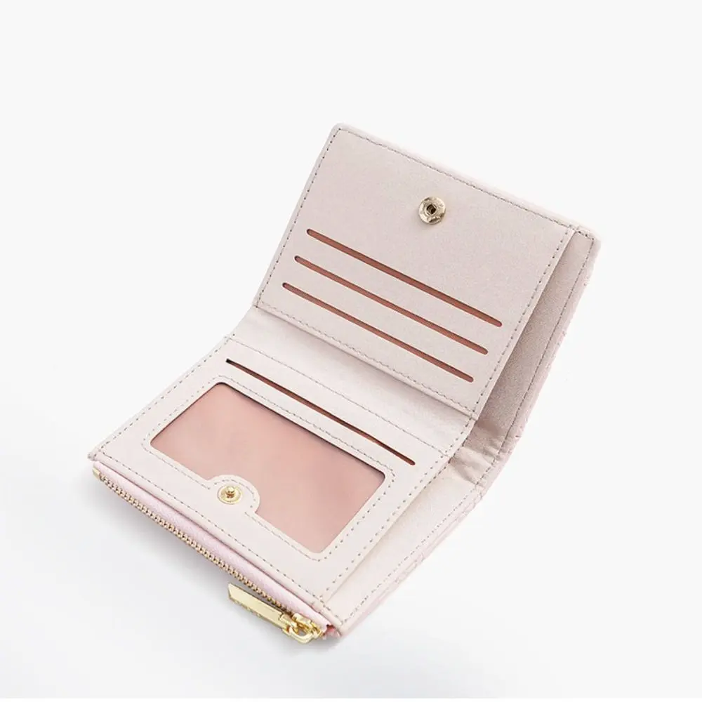 New Embroidery Coin Purse Women Wallet Ladies PU Leather Solid Color Short Wallet Zipper Card Bag Card Holder Student Money Bag