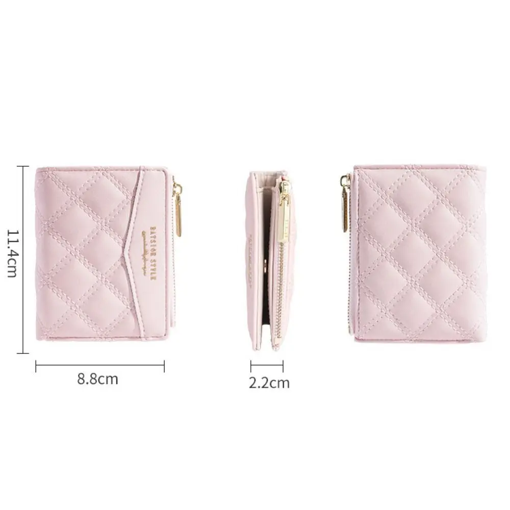 New Embroidery Coin Purse Women Wallet Ladies PU Leather Solid Color Short Wallet Zipper Card Bag Card Holder Student Money Bag