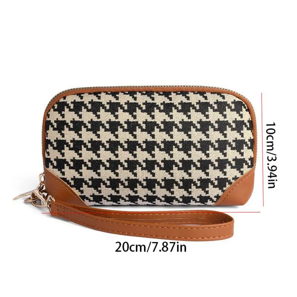 New Houndstooth Wallet Women's Long Canvas Zipper Wallet High Capacity Handbag Korean Fashion Car Key Bag Card Bag Coin Purse 가방