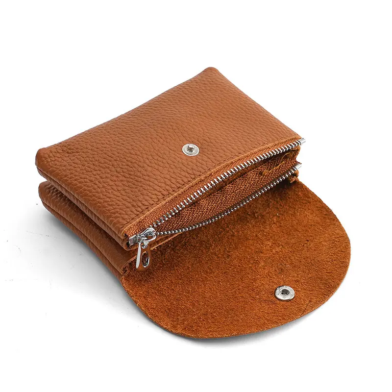 Free Custom Name Fashion Women Genuine Leather Double Short Wallet Cute Small Coin Purse Mini Credit Card Holder Key Storage Bag