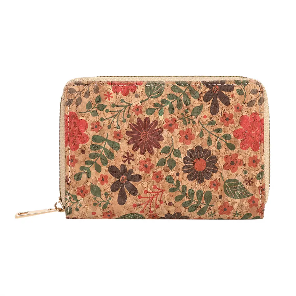 High-Capacity Card Holder Lightweight Short Wallet Printed Coin Purse Waterproof Pu Cork Wallet For Working Handbag Leisure