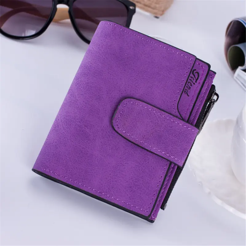 Hot Sale Women's Short Wallets PU Leather Matte Small Casual Coin Purse Zipper Money Bags Hasp Clutch Credit Card Holder Clip