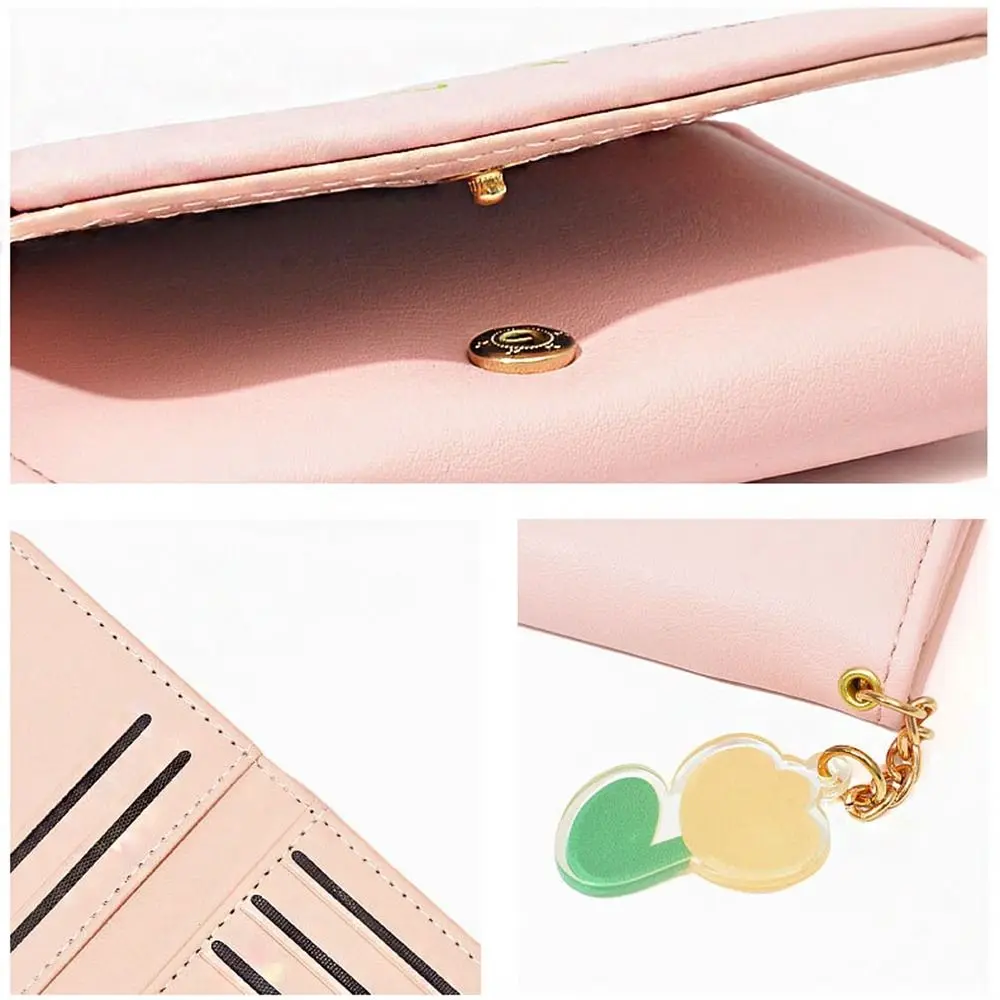 Women Folded Bag Tulip Prints Pattern Multiple Card Slots Clutch Bag Card Holder Women Wallet Short Coin Purse Credit Card Clip