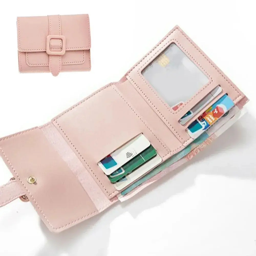 Candy Color Mini Wallets - PU Leather Coin Purse & Card Holder for Women, Compact Design with Solid Construction Бумажник