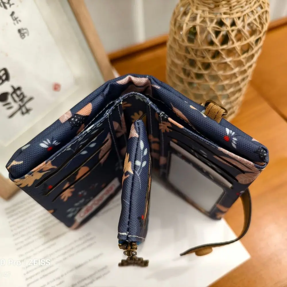 Cute Zipper Hasp Short Wallet Leather-Capacity Printing Money Bag PU Card Holder Women Girl