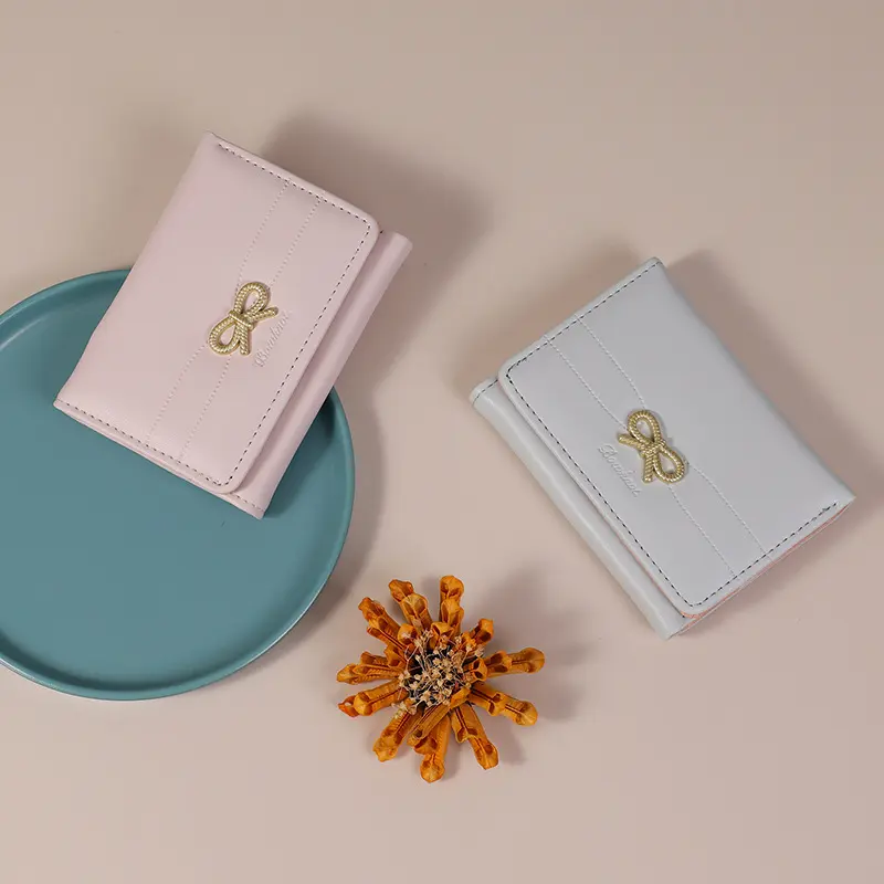 Three-fold Short Wallet Ins Female Student Folding Wallet Girl Cartoon Cute Butterfly Card Women Wallet Card Pack