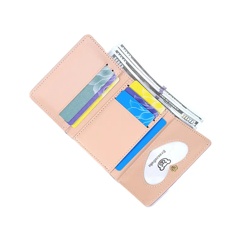 Three-fold Short Wallet Ins Female Student Folding Wallet Girl Cartoon Cute Butterfly Card Women Wallet Card Pack