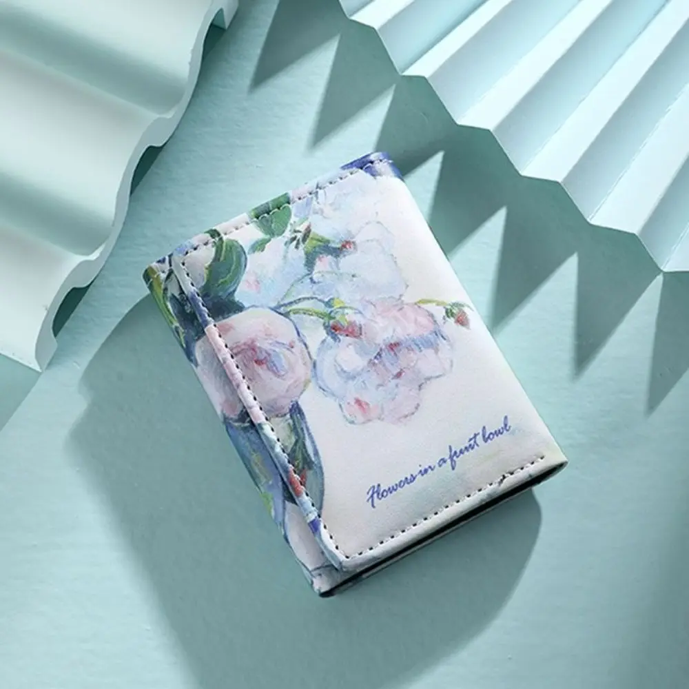 New Wallet for Women Fashion Van Gogh Oil Painting Design Purse Credit Card Bag Female Classic Twice-folded Leather Short Wallet