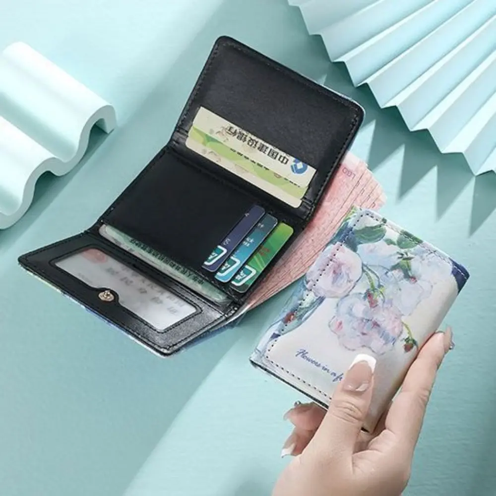 New Wallet for Women Fashion Van Gogh Oil Painting Design Purse Credit Card Bag Female Classic Twice-folded Leather Short Wallet