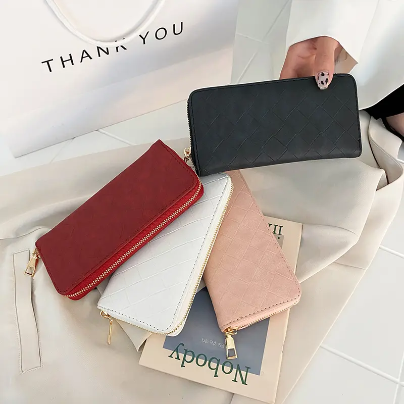 Long Wallet Women Purses Plaid Fashion Coin Purse Card Holder Wallets Female High Quality Clutch Money Bag PU Leather Wallet