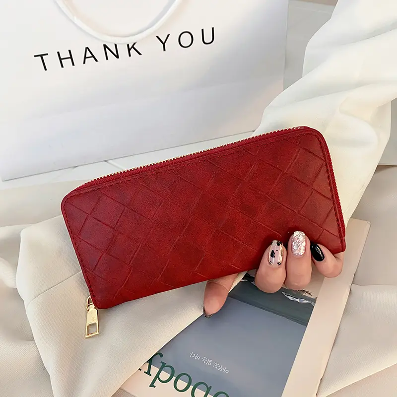 Long Wallet Women Purses Plaid Fashion Coin Purse Card Holder Wallets Female High Quality Clutch Money Bag PU Leather Wallet