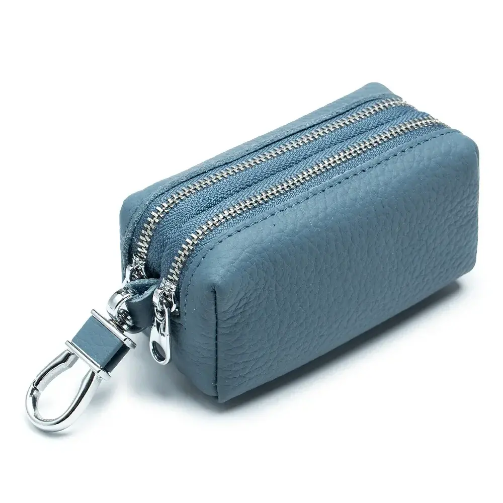 Double Layer Genuine Leather Wallet Women Short Wallet Coin Purse Key Bag Card Covers Key Chain Wallet Credit Card Holder Card