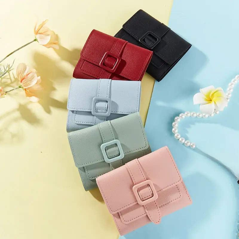 Women Small Wallets PU Leather Card Holder Mini Cute Candy Color Coin Purse Ladies Solid Purses