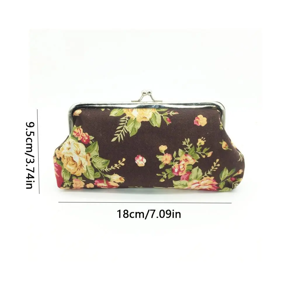 Fashion Retro Long Kiss Lock Wallet Vintage Flower Credit Card Holder Coin Purse Small Wallet Floral Money Clutch Bag Women