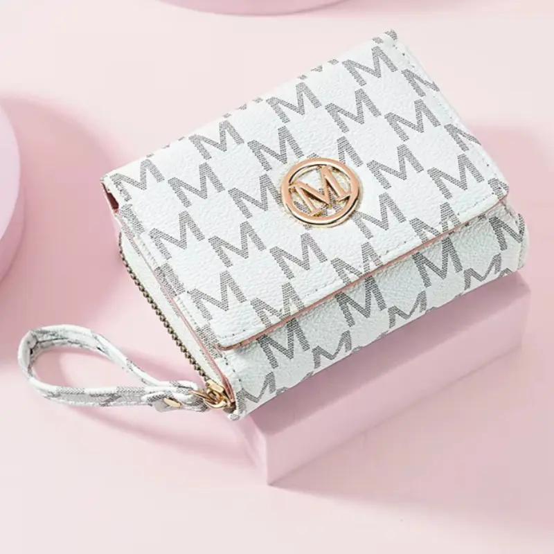 Lady Purse Short Wallet Women Money Bags M letter Female Coin Purses Cards ID Holder Zipper Wallets Wristlet Bag