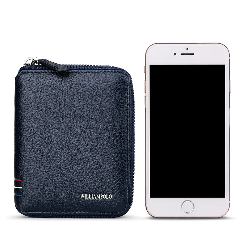 Leather Vertical Women's purse casual zipper short card holder multi functional men's portable zero wallet