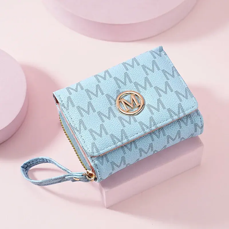 Lady Purse Short Wallet Women Money Bags M letter Female Coin Purses Cards ID Holder Zipper Wallets Wristlet Bag