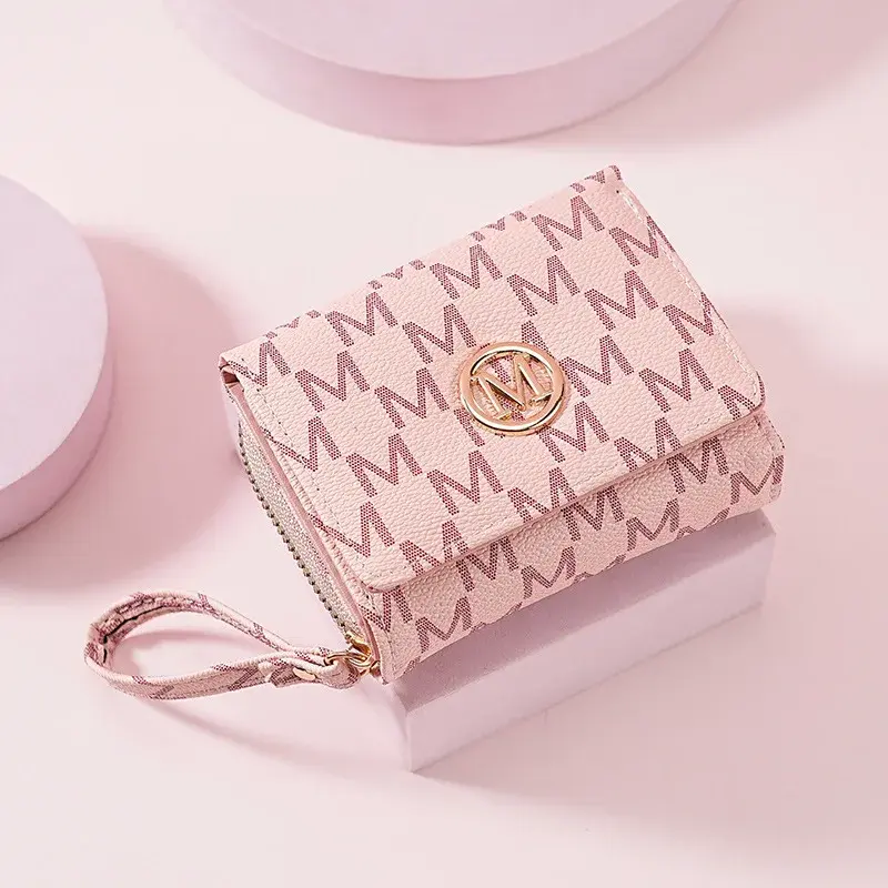 Lady Purse Short Wallet Women Money Bags M letter Female Coin Purses Cards ID Holder Zipper Wallets Wristlet Bag