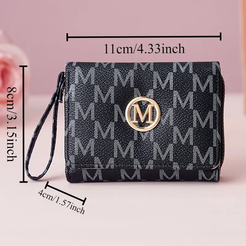 Lady Purse Short Wallet Women Money Bags M letter Female Coin Purses Cards ID Holder Zipper Wallets Wristlet Bag